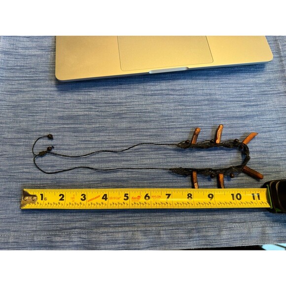 Artisan Tagua Wood Bar Pendant Necklace Macrame Cord Tribal Boho Adjustable - Picture 5 of 10